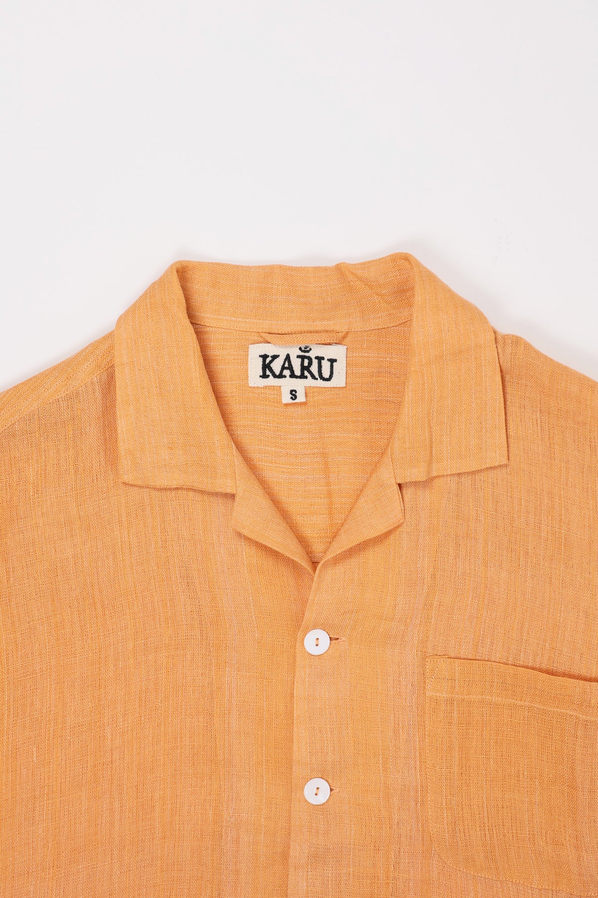 Vibrant Orange Linen Camp Shirt