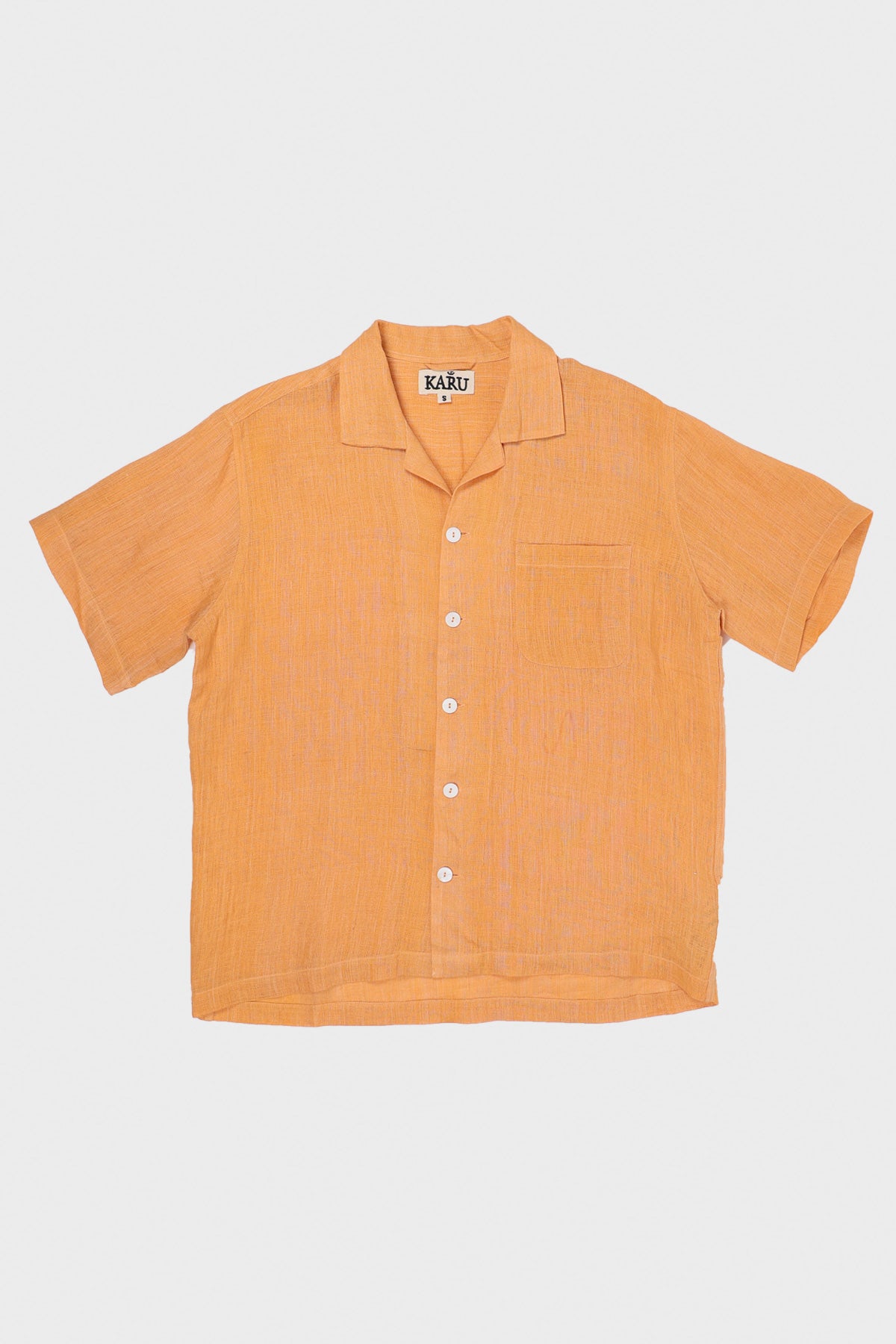 Vibrant Orange Linen Camp Shirt