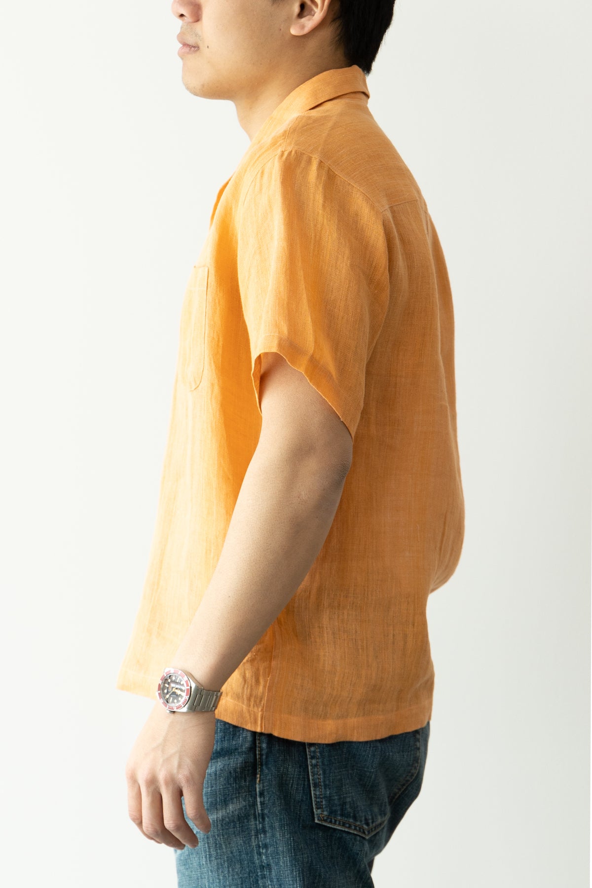 Vibrant Orange Linen Camp Shirt